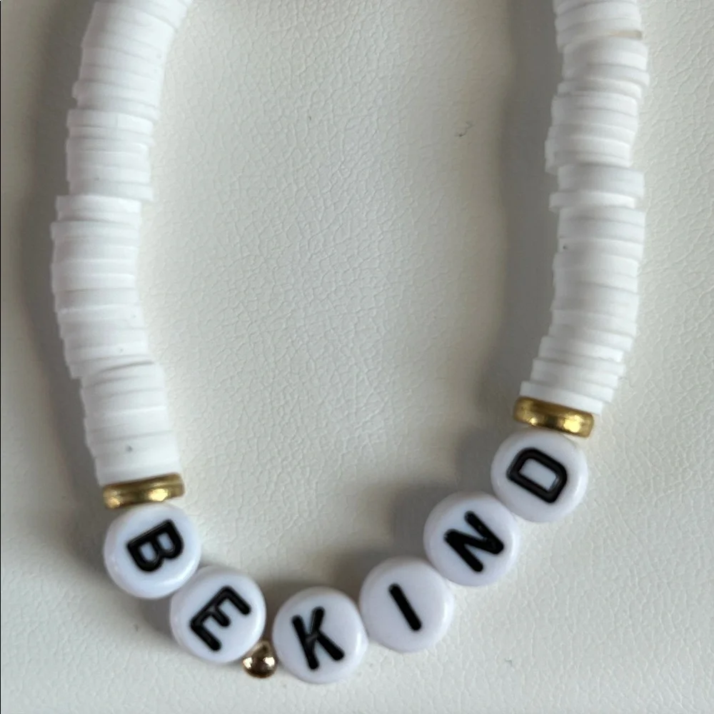 Handmade Beaded 'Be Kind' Kids Bracelets - Red, White, Yellow w/Matching Studs